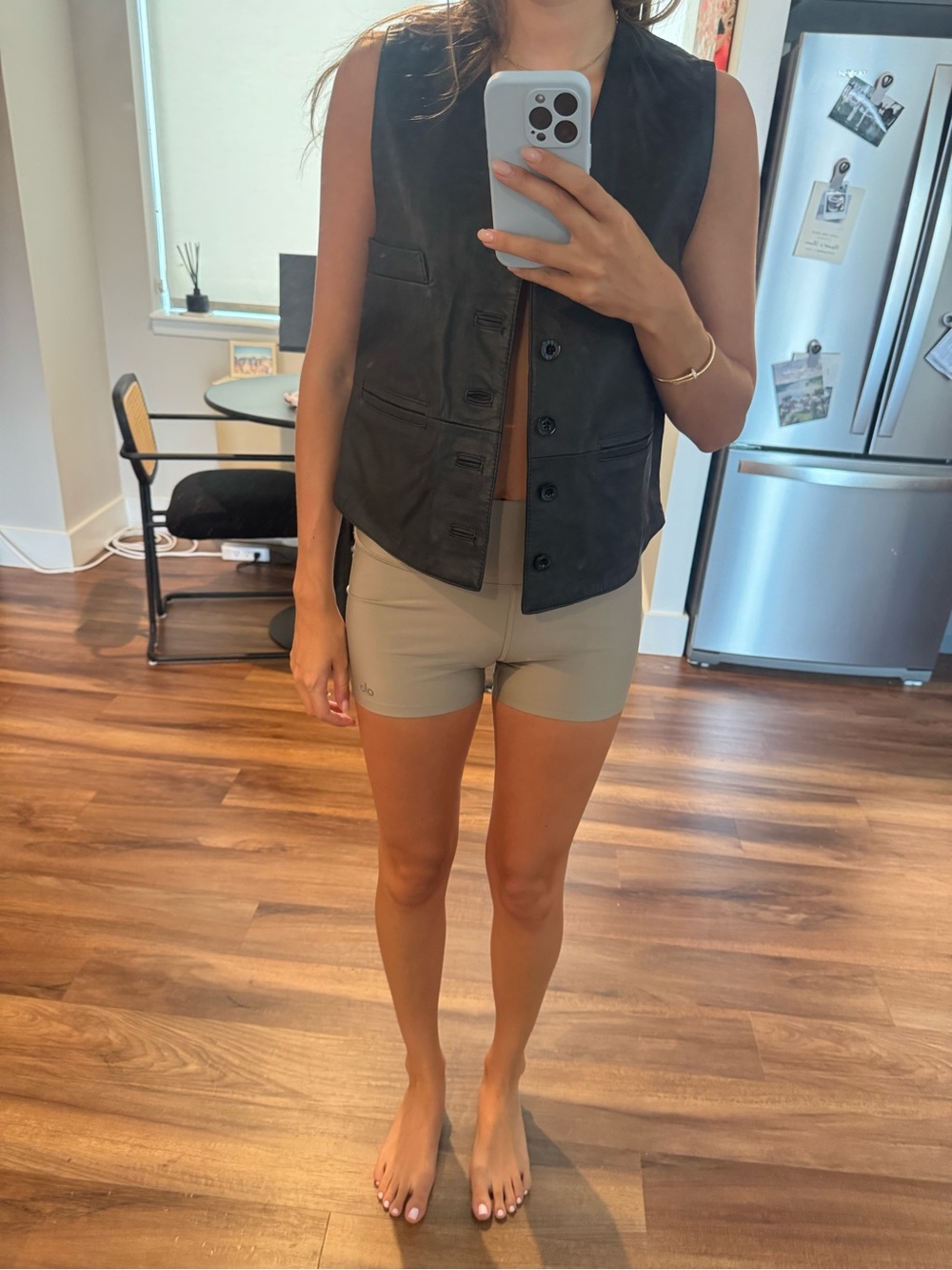 Black Leather Button Vest - Sleek Minimal Style